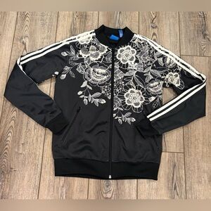 Adidas Originals x Farm Florido Womens Floral Black White Track Jacket Small